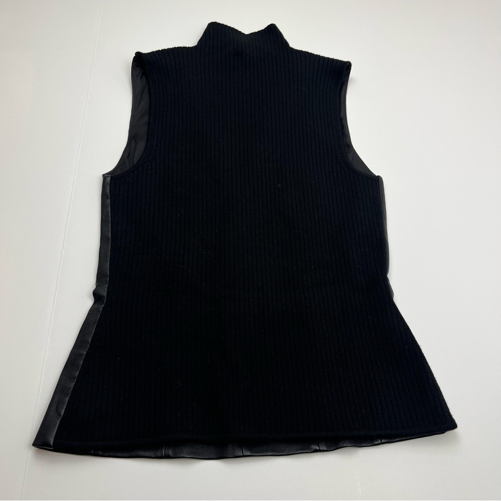 Theory Urban ST Lamb Leather Sleeveless Ribbed Top Womens Size Small Black NEW‎ - Picture 10 of 10